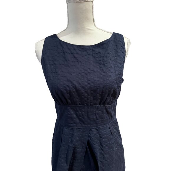 J CREW Navy Blue Cotton Blend Dress Size 10 - Picture 2 of 7